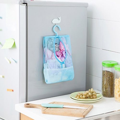 Kitchen Bathroom Underwear Socks Sundries Storage Hanging Multipurpose Mesh Bag-Blue