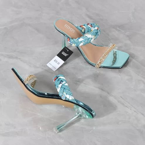 Slip On Studded Mules- Teal Green