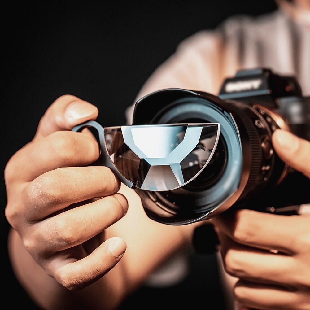 Camera Filter Photography Foreground Blur Film Photography Props Handheld Semicircle Glass Kaleidoscope Filter Camera Accessories