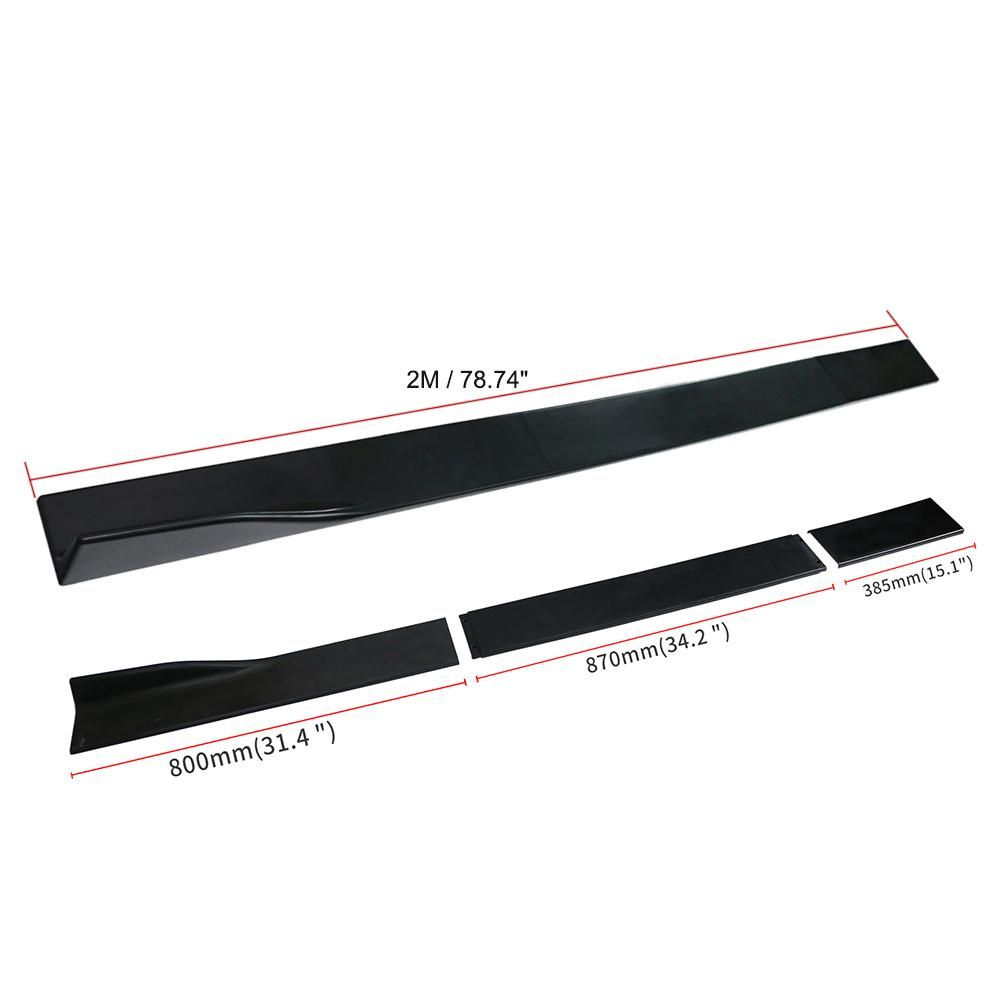 Car Side Skirt Extensions Rocker 2M Universal Splitters Diffuser Lips Side Skirt Black