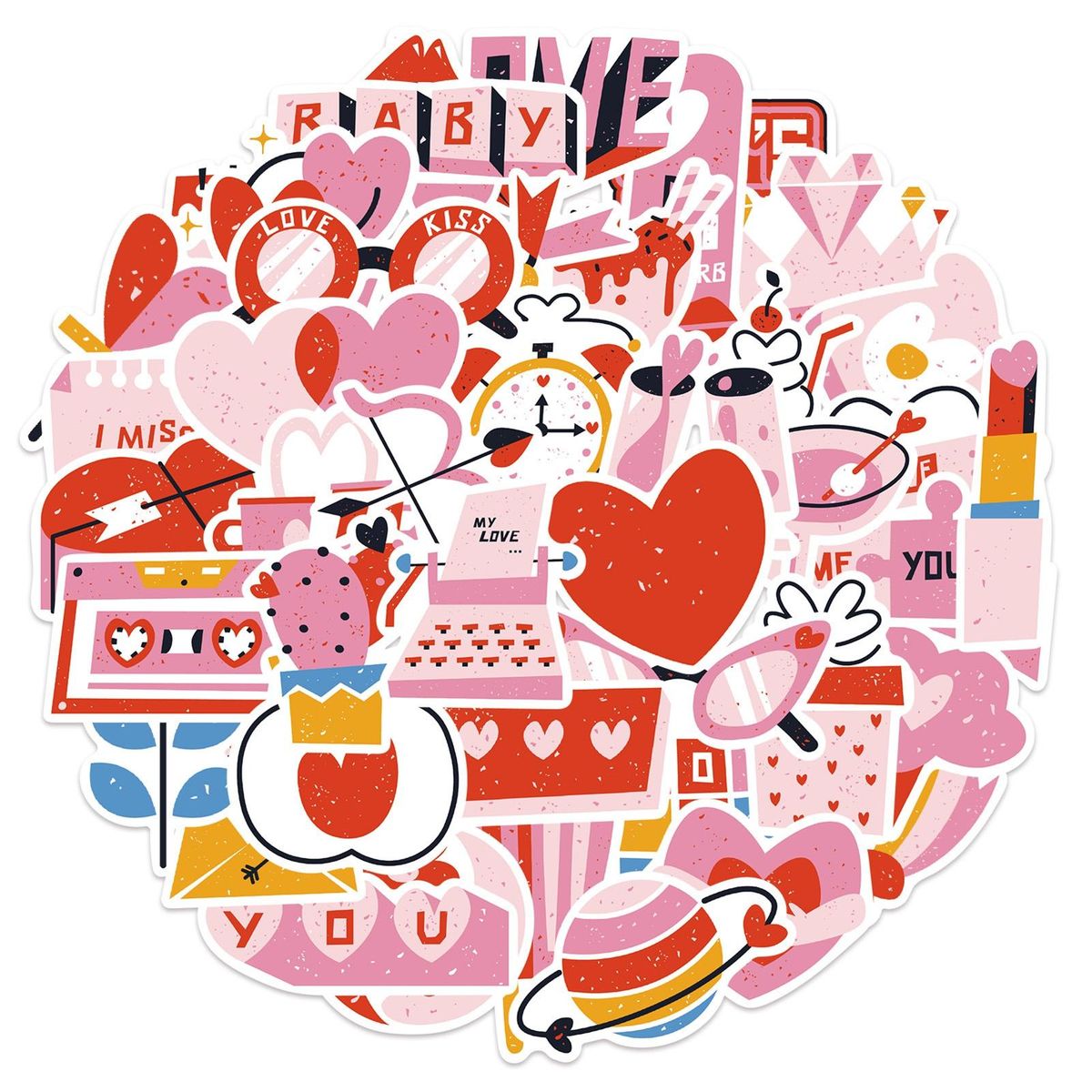 50PcsSet Valentine Stickers Children Hand Account Scrapbooking Stationery Stickers