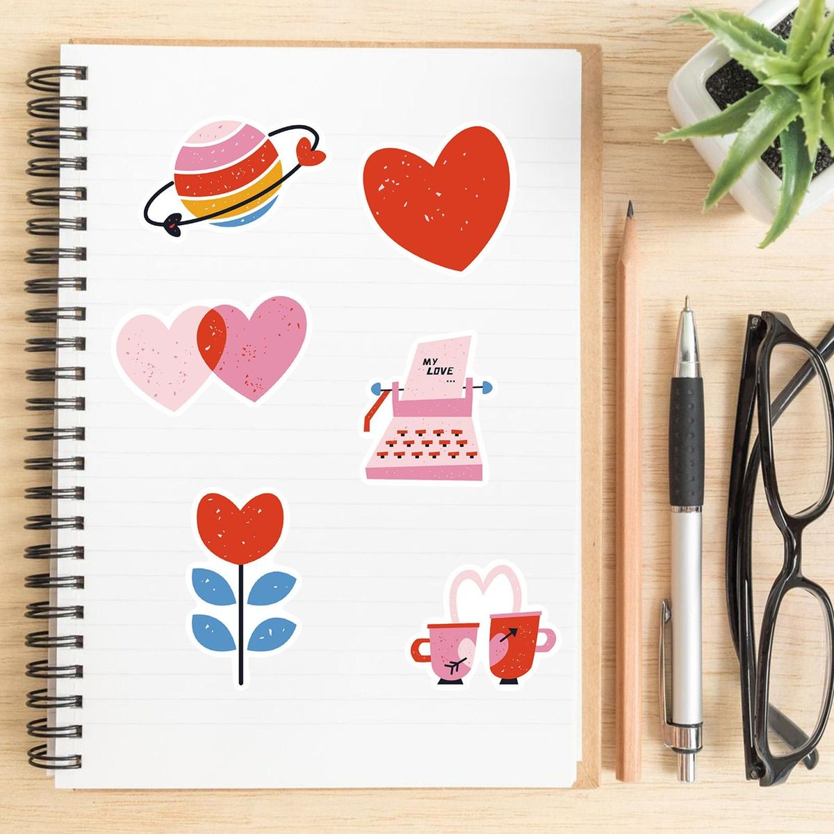 50PcsSet Valentine Stickers Children Hand Account Scrapbooking Stationery Stickers