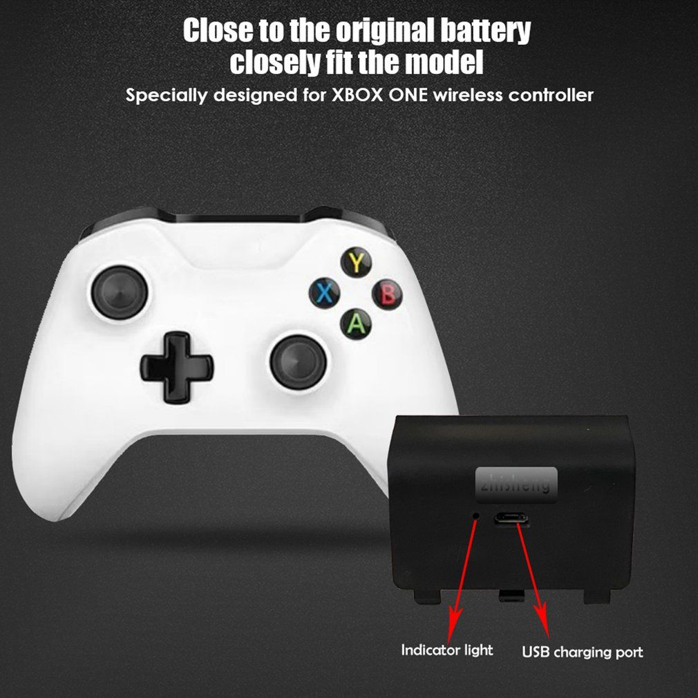 2400mAh Rechargeable Battery With USB Charging Cable For Xbox One Gamepad-black