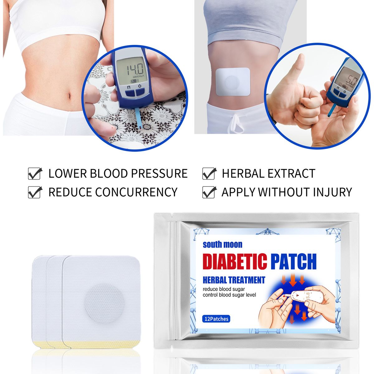 12Pcs Diabetic Patch Herbal Treatment Reduce Blood Sugar