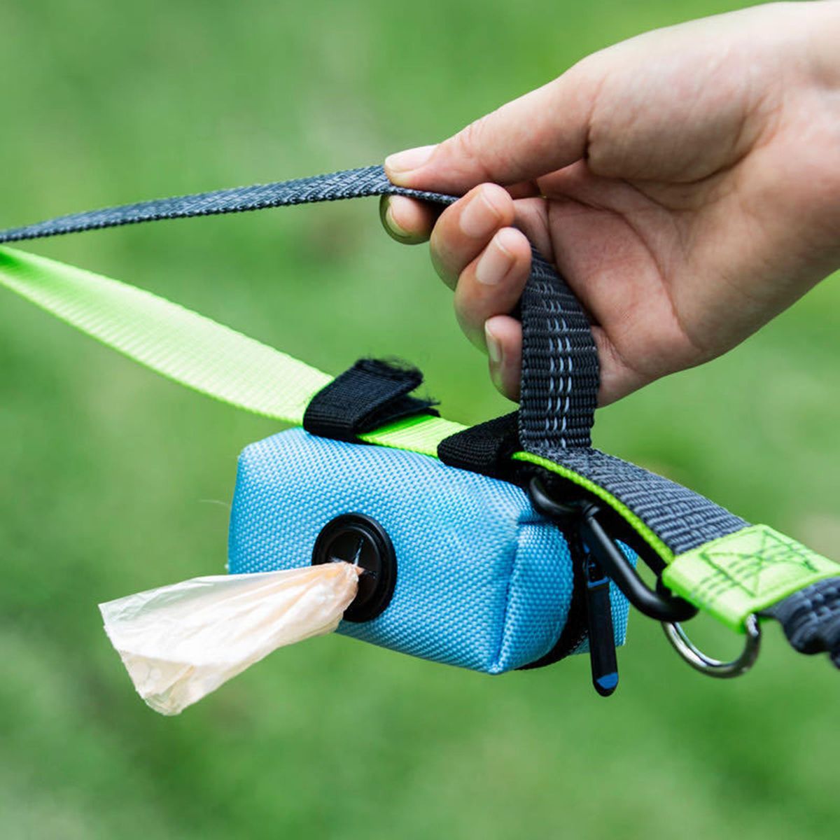 Travel Waste Bag Dispenser Carrier Case For Leash Blue