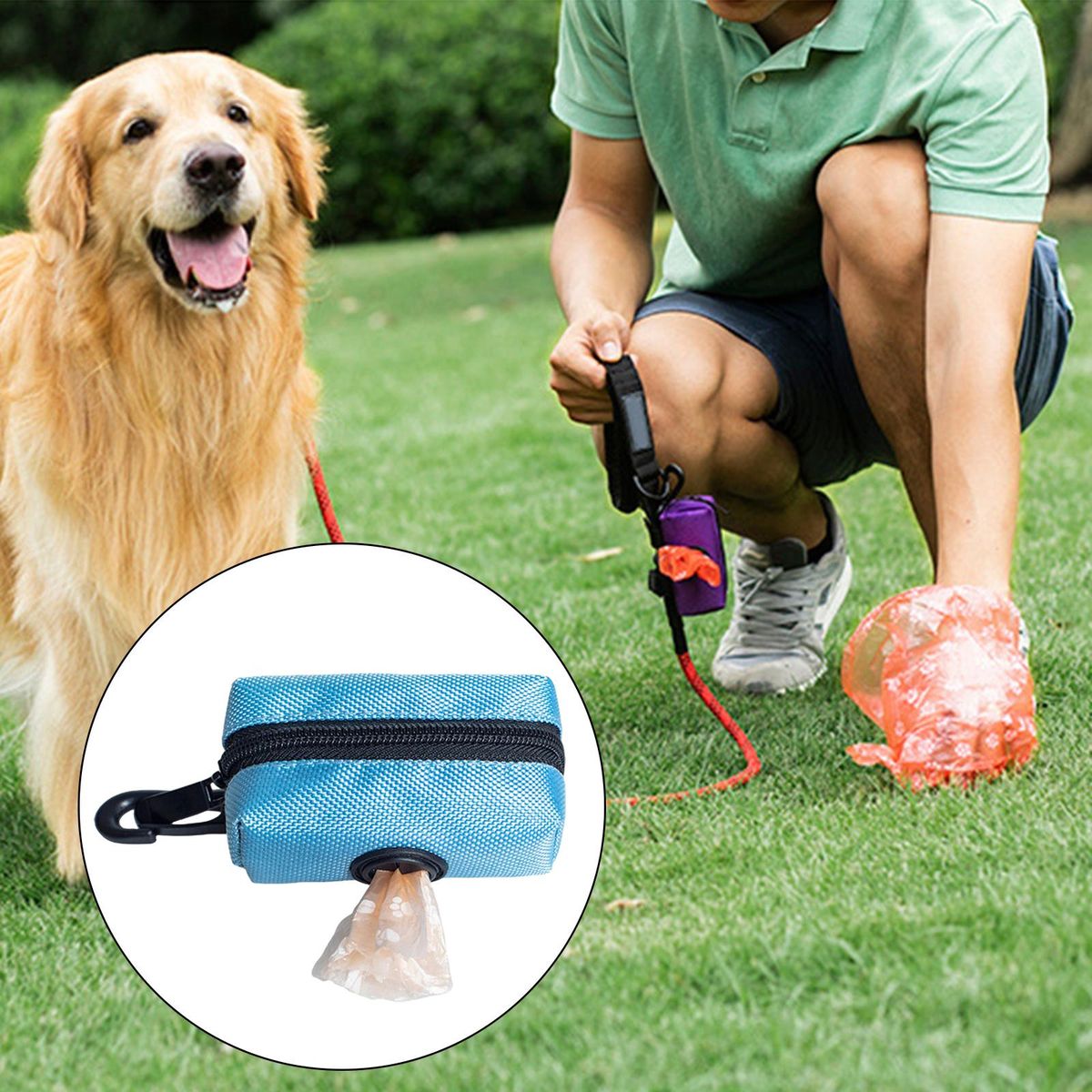 Travel Waste Bag Dispenser Carrier Case For Leash Blue