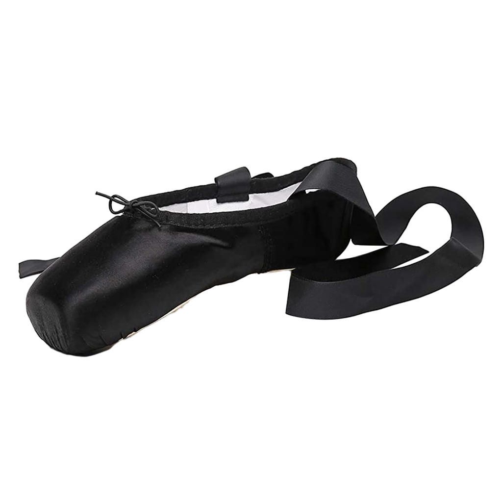 Girls Professional Ballet Pointe Shoes Dance Flats Ballerina Black 41