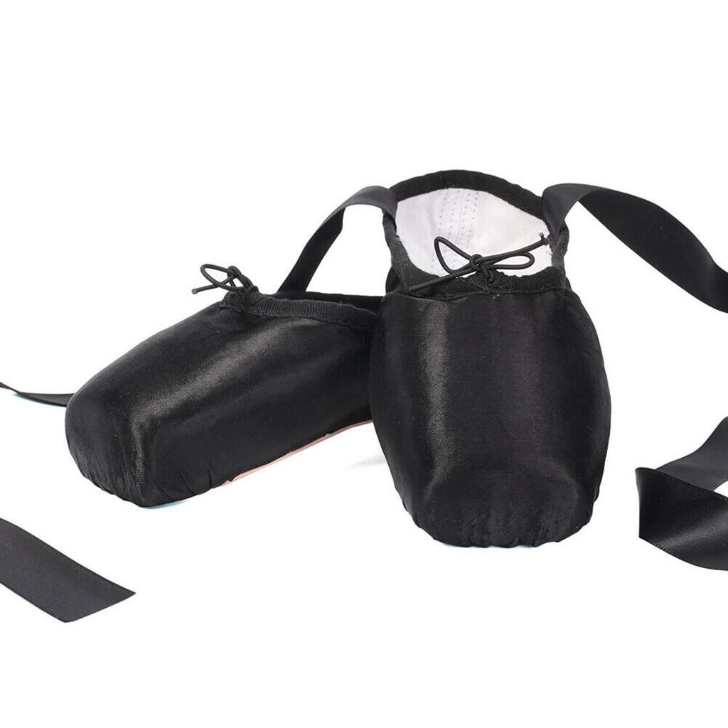 Girls Professional Ballet Pointe Shoes Dance Flats Ballerina Black 41