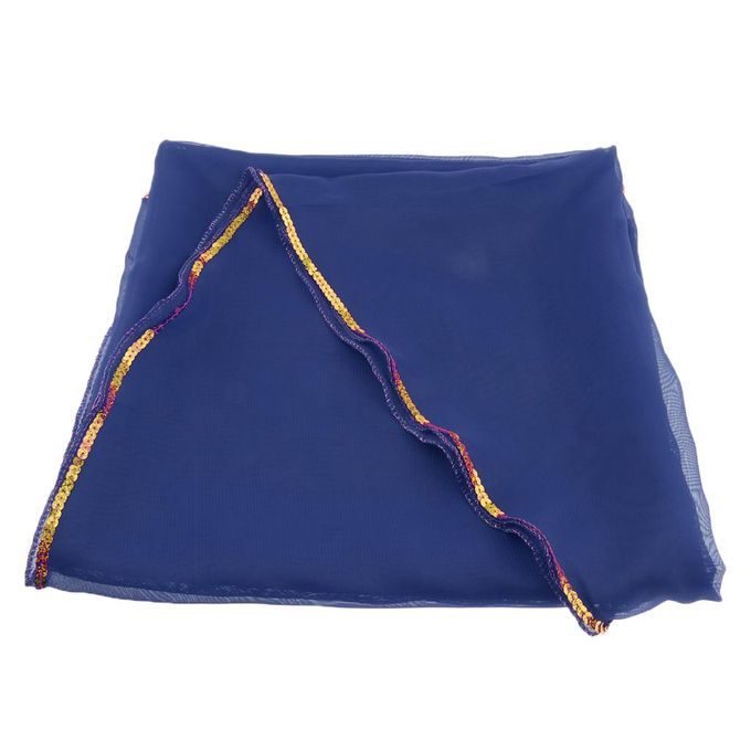 Glitter Sequins Trimmed Chiffon Shawl Belly Dance Scarf Royal Blue