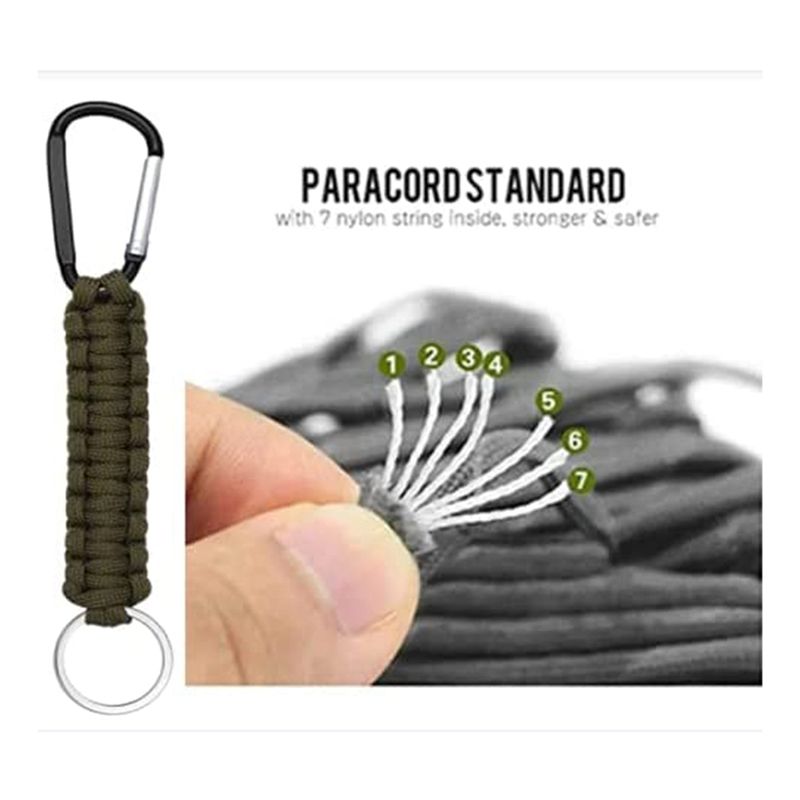 8Pcs Paracord Keychain with Carabiner 7 Cores Braided Lanyard Utility LanyardLanyard Utility Ring Hook