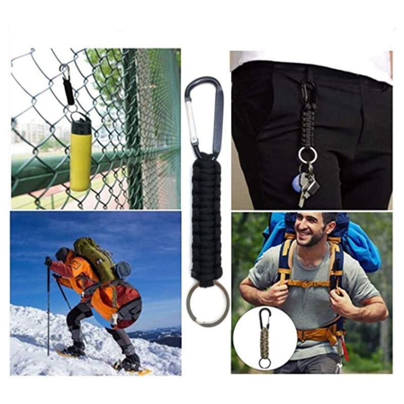 8Pcs Paracord Keychain with Carabiner 7 Cores Braided Lanyard Utility LanyardLanyard Utility Ring Hook