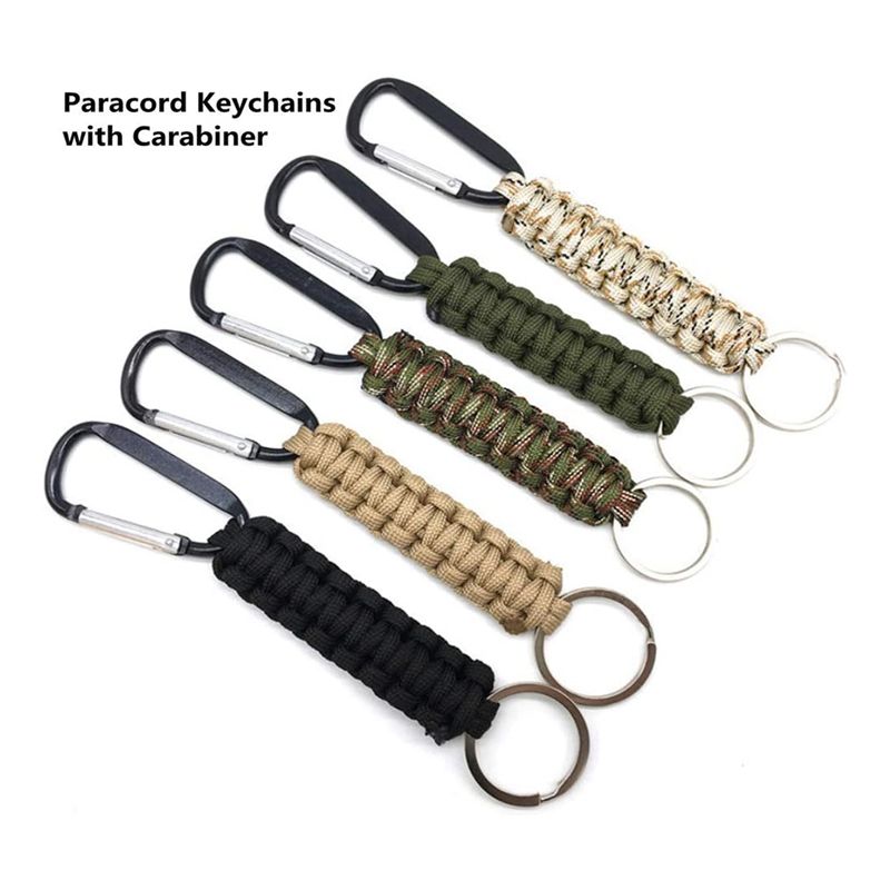 8Pcs Paracord Keychain with Carabiner 7 Cores Braided Lanyard Utility LanyardLanyard Utility Ring Hook