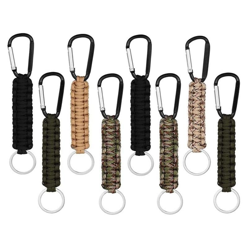 8Pcs Paracord Keychain with Carabiner 7 Cores Braided Lanyard Utility LanyardLanyard Utility Ring Hook