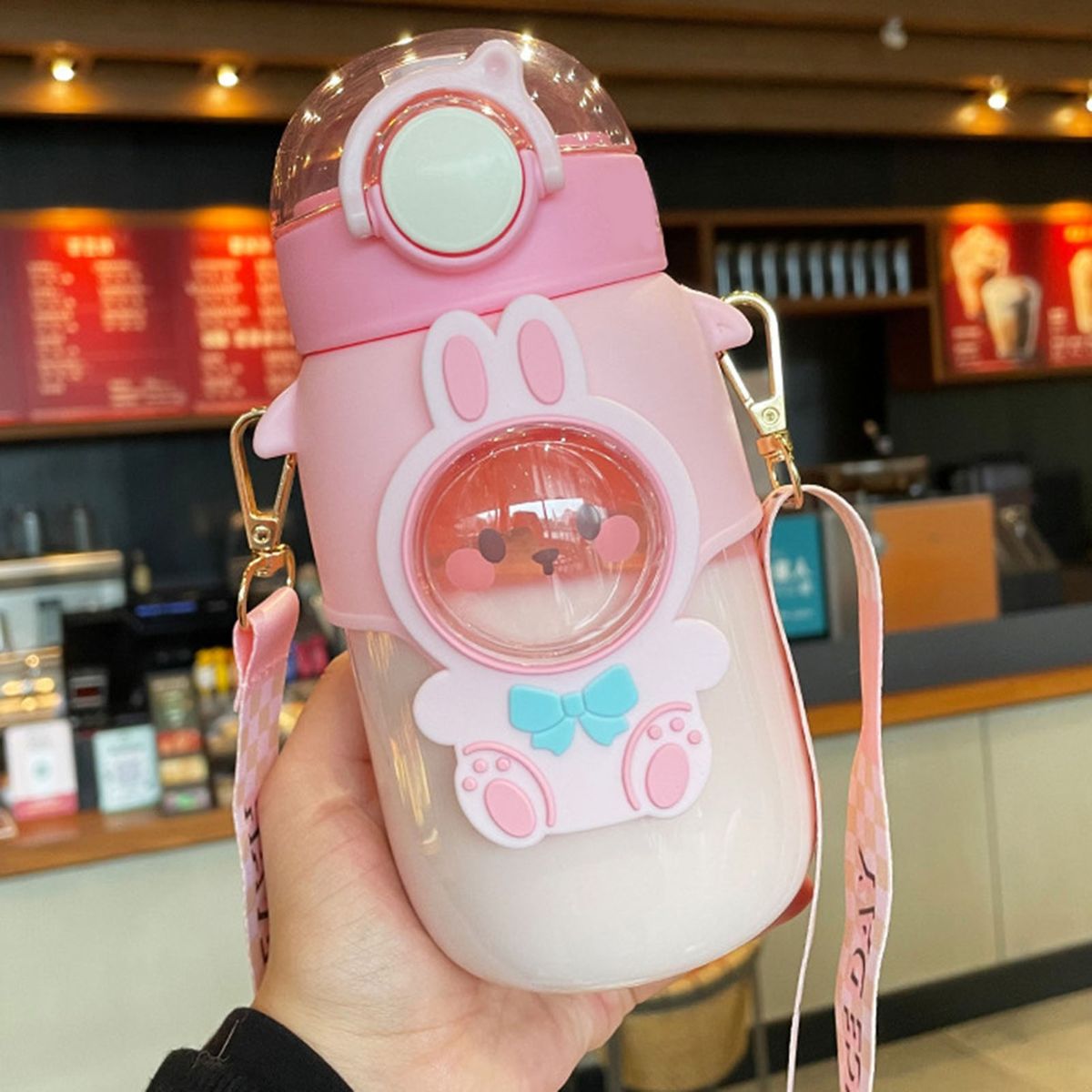 Water Tumbler Kawaii Children Straw Water Cup Pink
