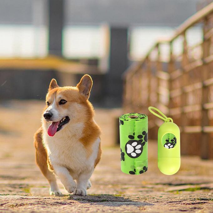 Unscented Doggy Waste Dog Poop Bags With Dispenser Pet Poo Bag 8 Rolls