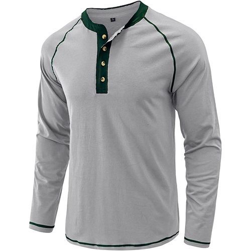 Men's Henley Shirt Long Sleeve Top Casual Slim Fit T Shirts