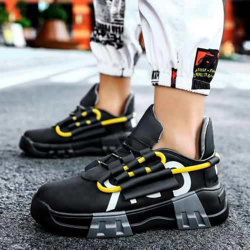 Mens Athletics Shoes Fashion Sports Lace-Up Sneakers Black