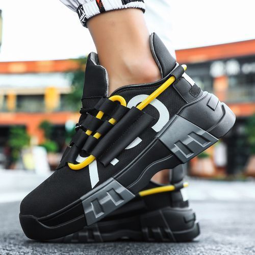 Mens Athletics Shoes Fashion Sports Lace-Up Sneakers Black