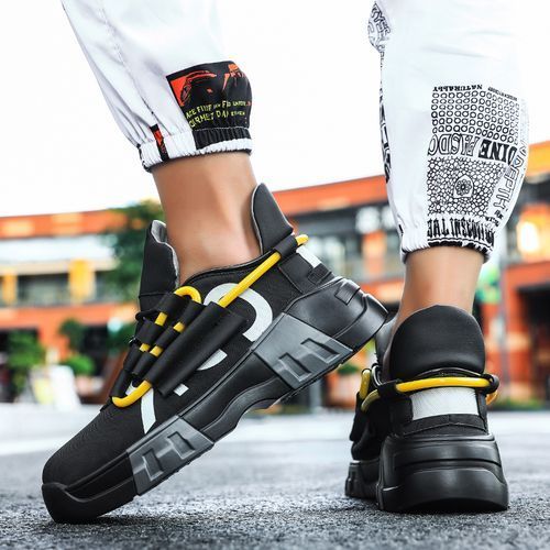 Mens Athletics Shoes Fashion Sports Lace-Up Sneakers Black