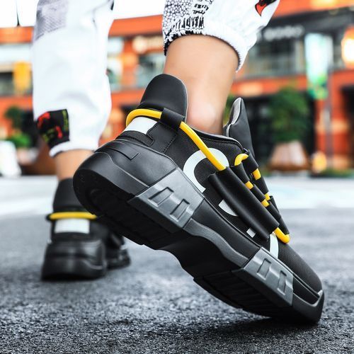 Mens Athletics Shoes Fashion Sports Lace-Up Sneakers Black
