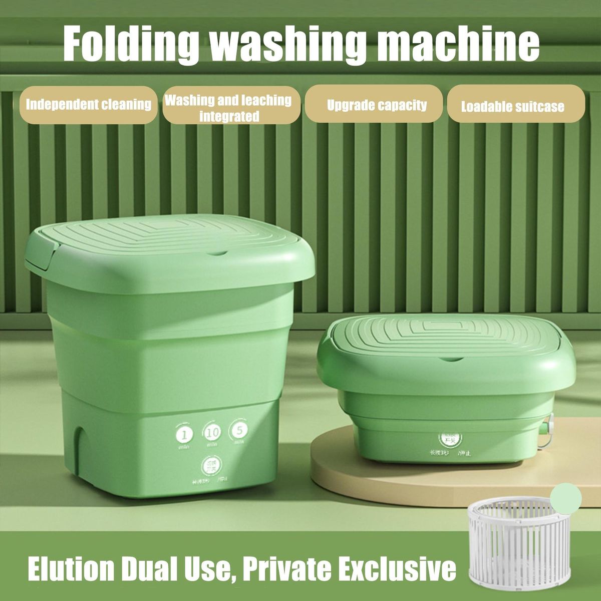 1 Set Baby Clothes Washer Folding Laundry Washer Portable Washing Machine Green