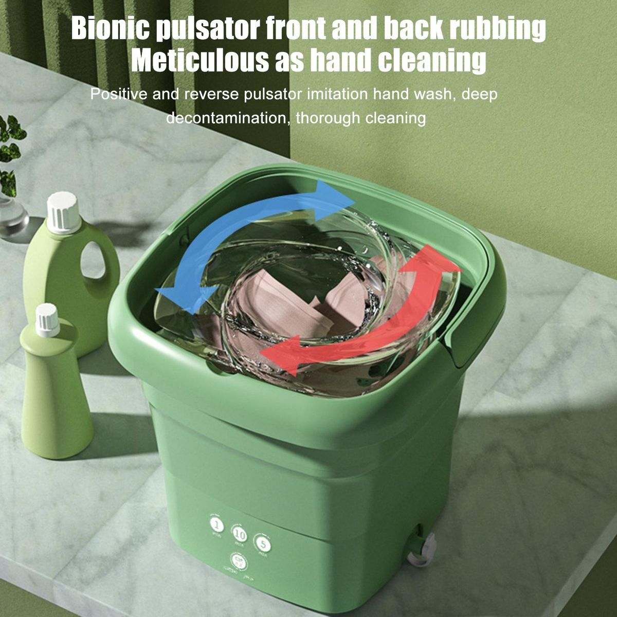 1 Set Baby Clothes Washer Folding Laundry Washer Portable Washing Machine Green