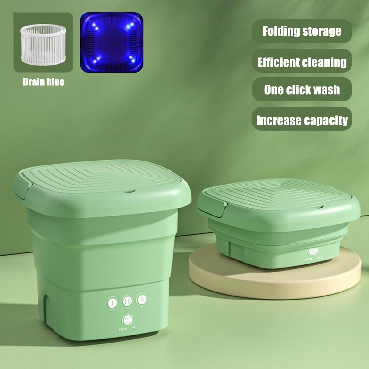 1 Set Baby Clothes Washer Folding Laundry Washer Portable Washing Machine Green