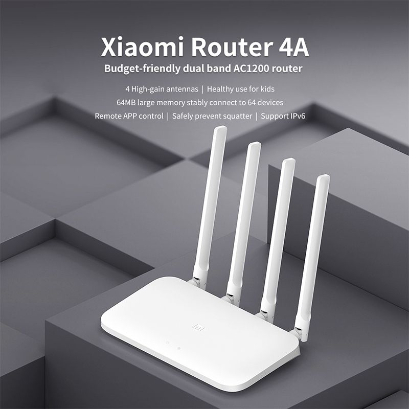 Xiaomi WiFi Router 4A Smart APP Control AC1200 1167Mbps 64MB 2.4GHz & 5GHz Wireless Router Repeater With 4 Antennas, Support Web & Android & IOS, US Plug