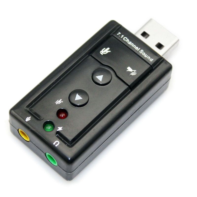 External USB 2.0 7.1 Channel 3D Virtual Audio Sound Card Adapter - Black