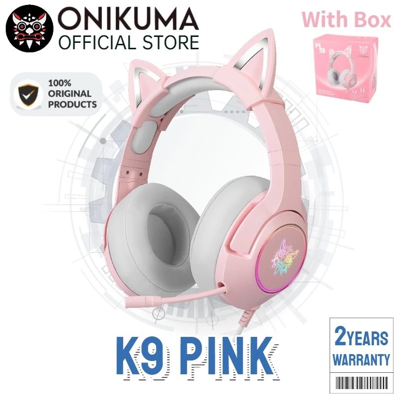 K9 Pink Cute Cat Ear Headphone With Mic Gaming Headset