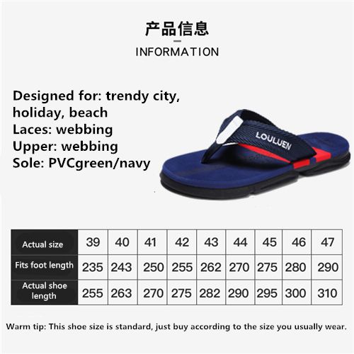 Men's Slippers Summer Flip-Flops Rubber Soft Blue