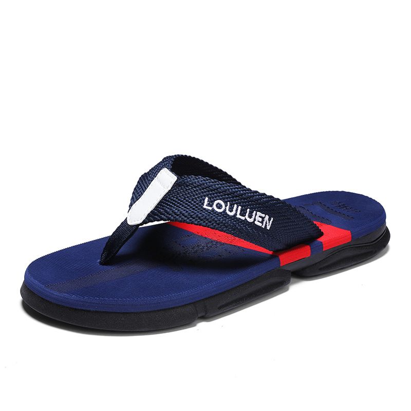 Men's Slippers Summer Flip-Flops Rubber Soft Blue
