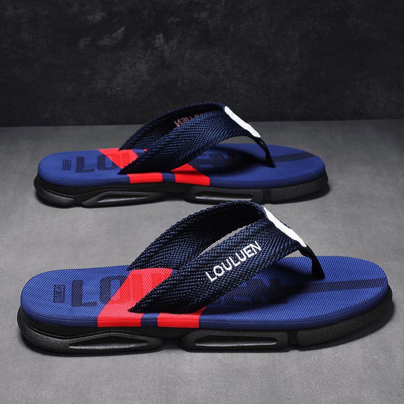 Men's Slippers Summer Flip-Flops Rubber Soft Blue