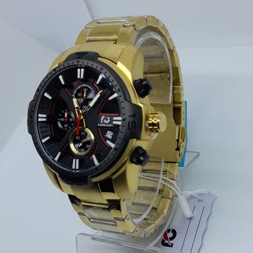 Chronograph Stainless Steel Golden With Black Dial