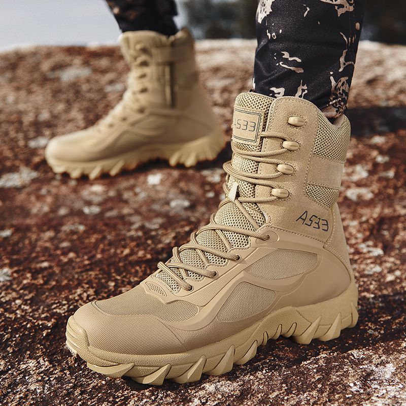 Men's Outdoor Ary Boot Men Special Force Tactical Boots Desert Combat Safety Shoes Male Hiking Shoe  Big Size  Boots-Black