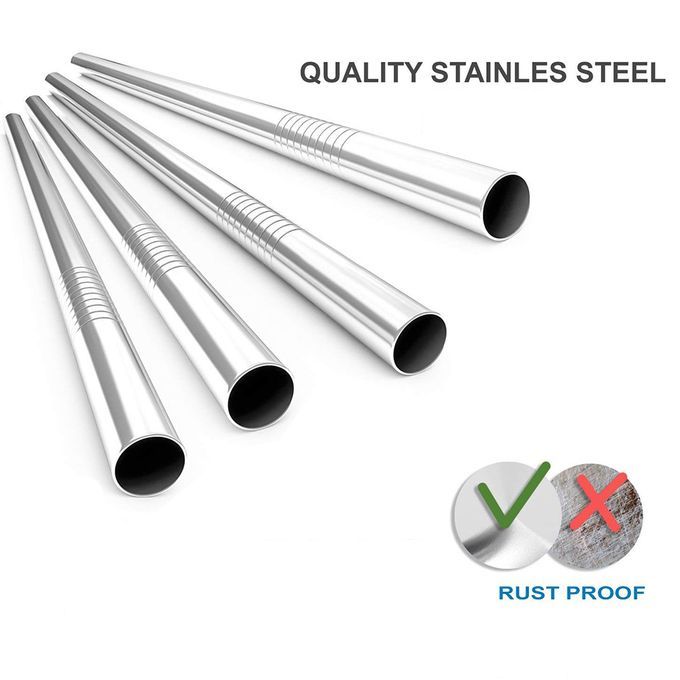 2pcs Stainless Steel Straws Reusable Straight & Brush