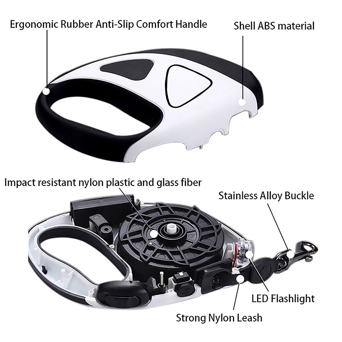 Retractable Dog Leash With LED Flashlight, Dog Safety