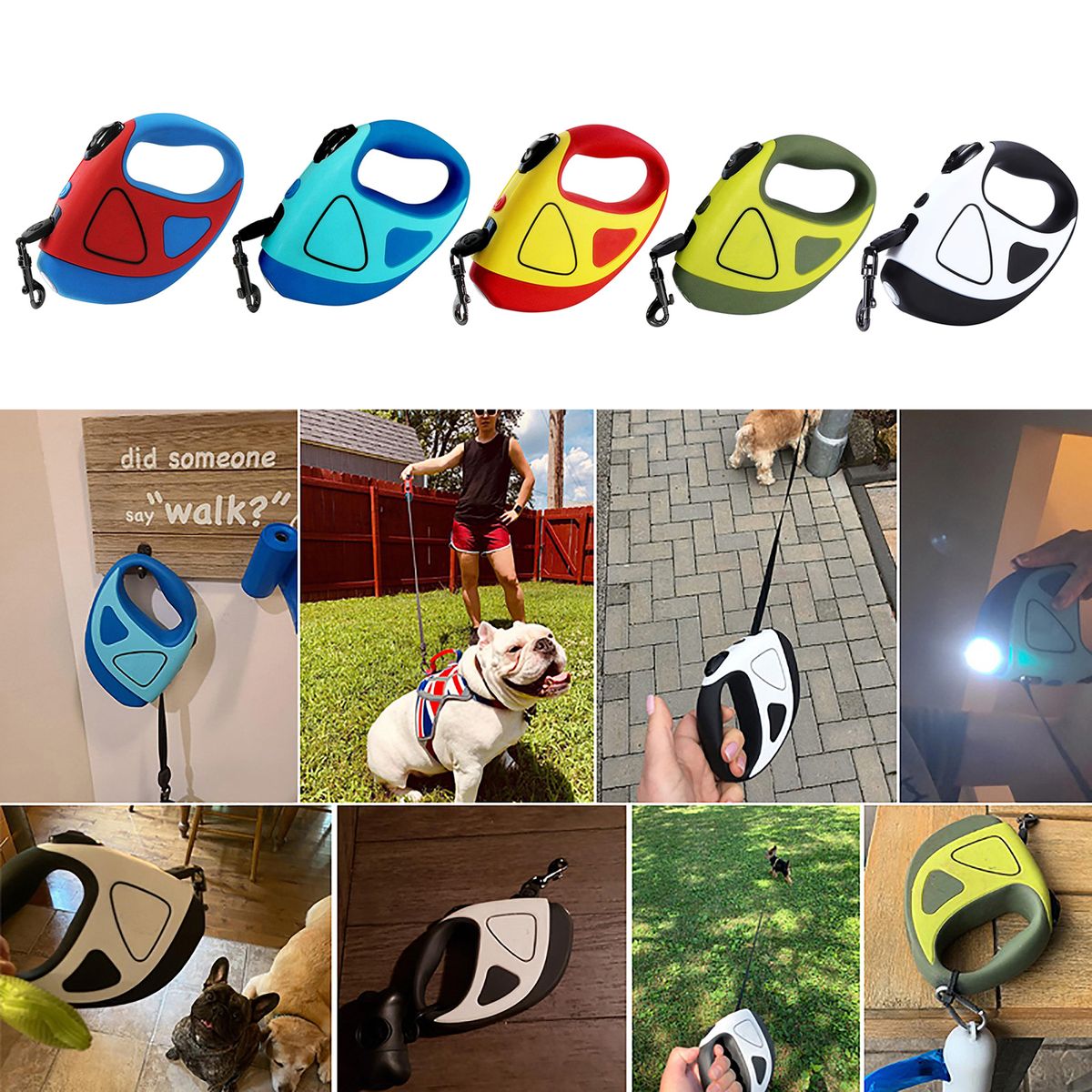 Retractable Dog Leash With LED Flashlight, Dog Safety