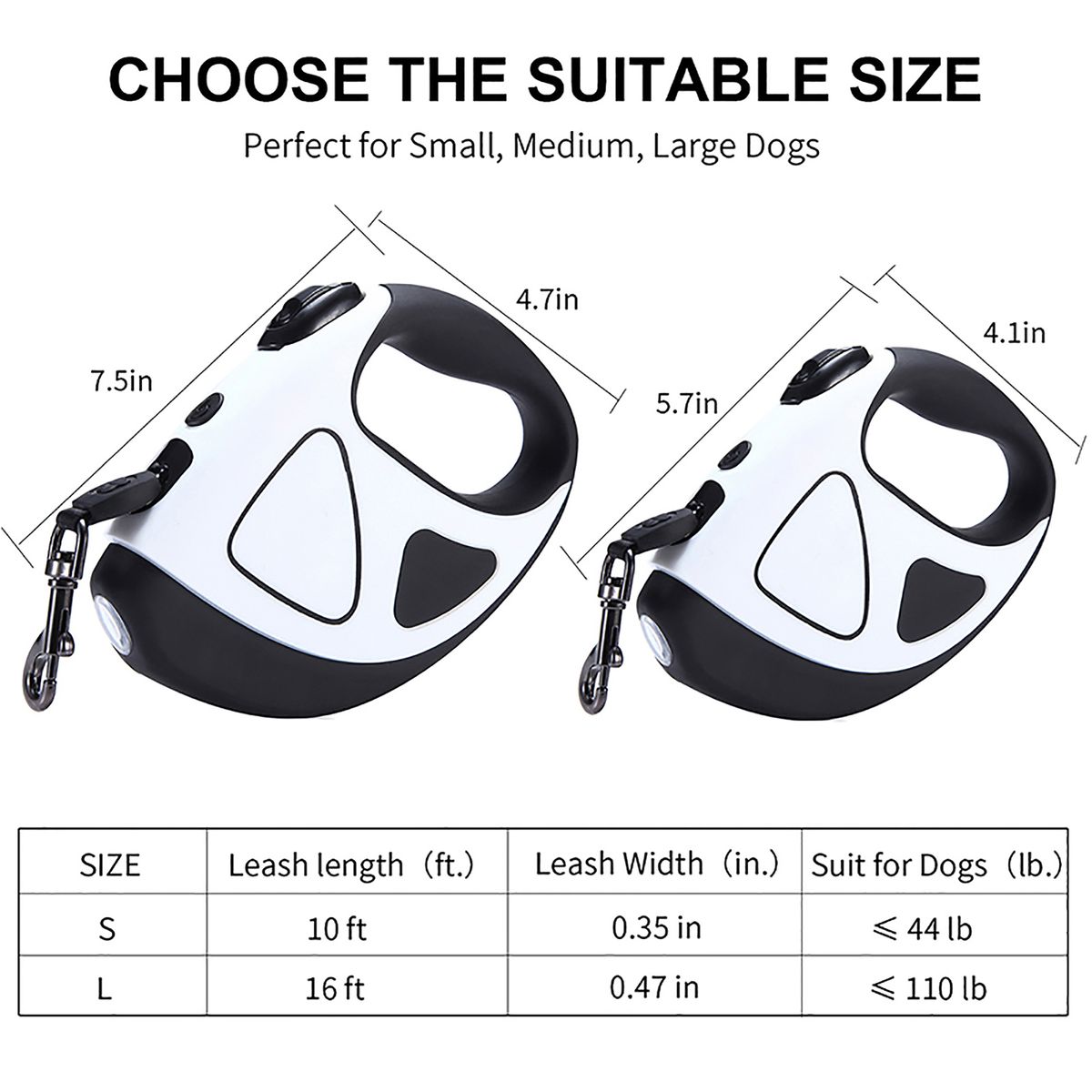 Retractable Dog Leash With LED Flashlight, Dog Safety