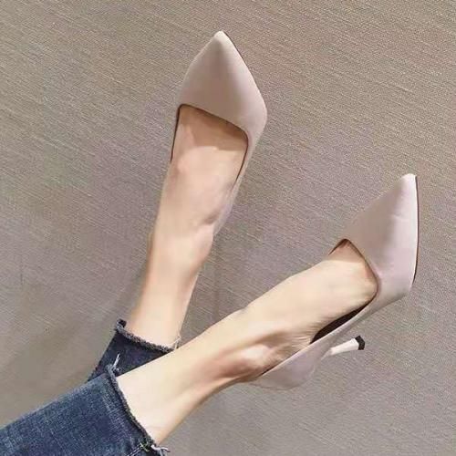 Ladies Classic Simple Pointed Comfortable High Heels-Light Pink
