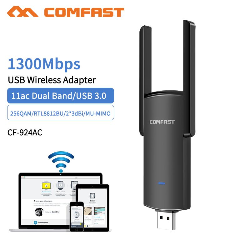 USB Wifi Adapter 2.4+5 G 1300Mbps Wifi USB Ethernet Network