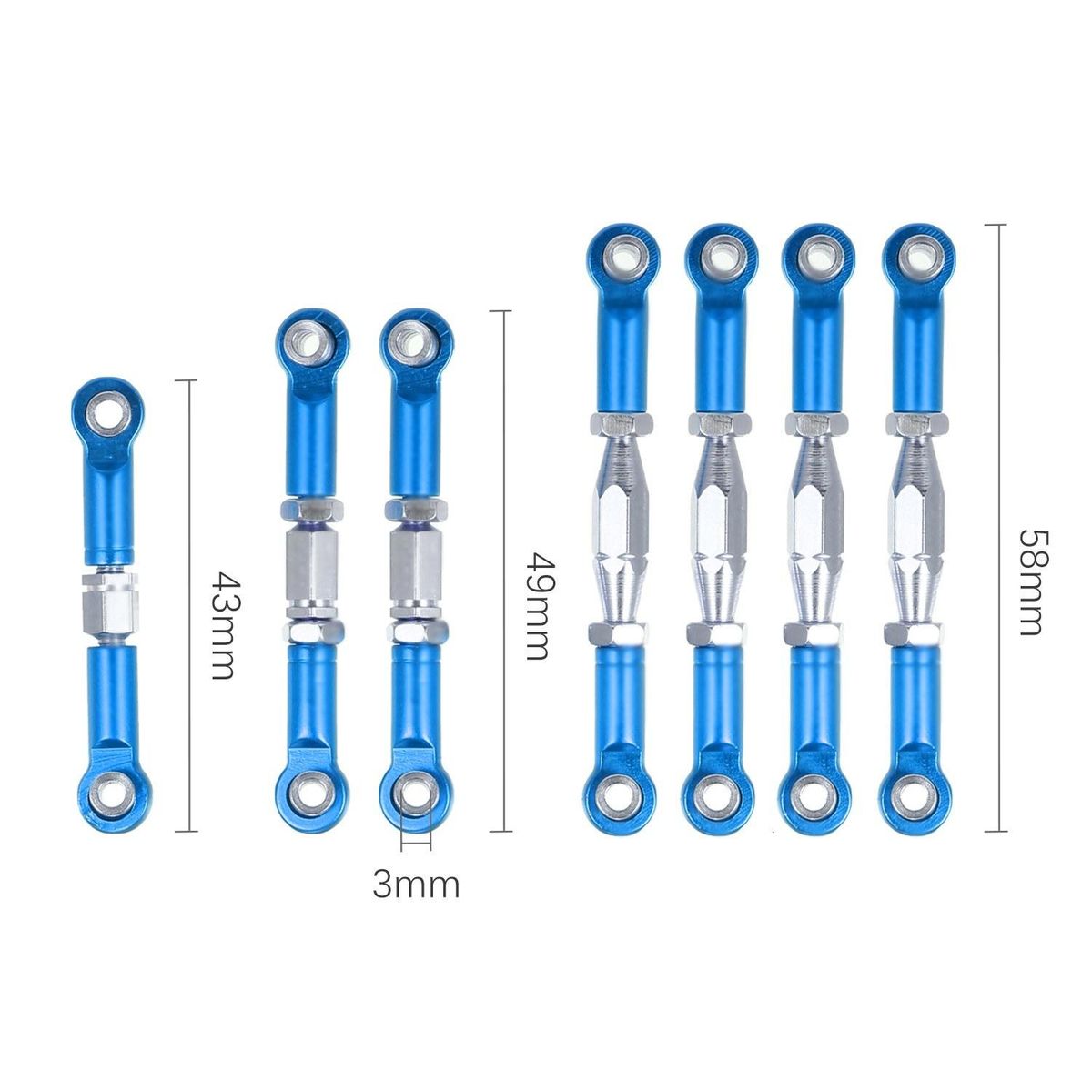 for WLtoys XKS 1/14 144001 RC Car 7pcs Steel Link Rods Pull Rods Aluminium Alloy Rod Ends RC Car Parts for RC Racing Car Buggy Off-road Car