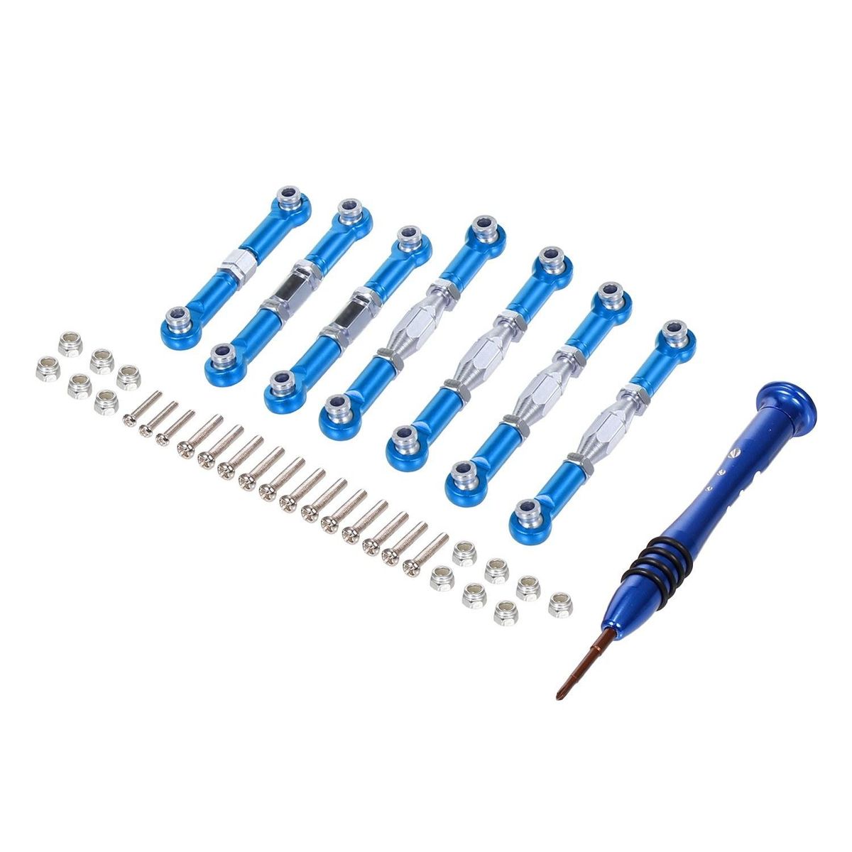 for WLtoys XKS 1/14 144001 RC Car 7pcs Steel Link Rods Pull Rods Aluminium Alloy Rod Ends RC Car Parts for RC Racing Car Buggy Off-road Car