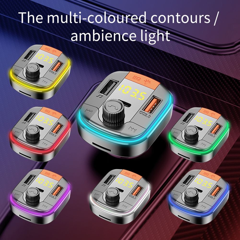 T832 Car Bluetooth FM Transmitt Er Colorful Light MP3 Player