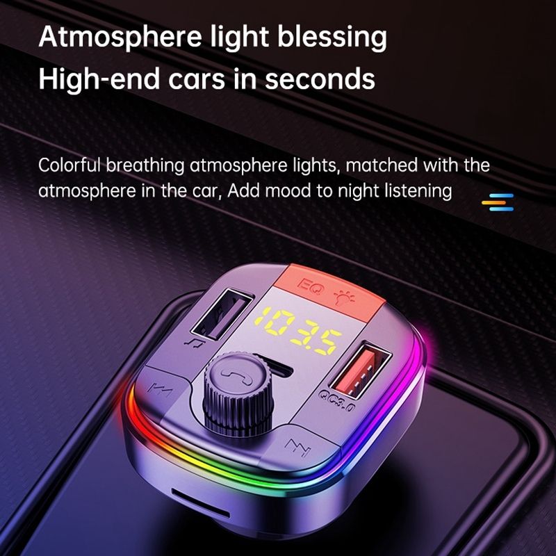T832 Car Bluetooth FM Transmitt Er Colorful Light MP3 Player