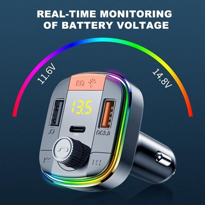 T832 Car Bluetooth FM Transmitt Er Colorful Light MP3 Player