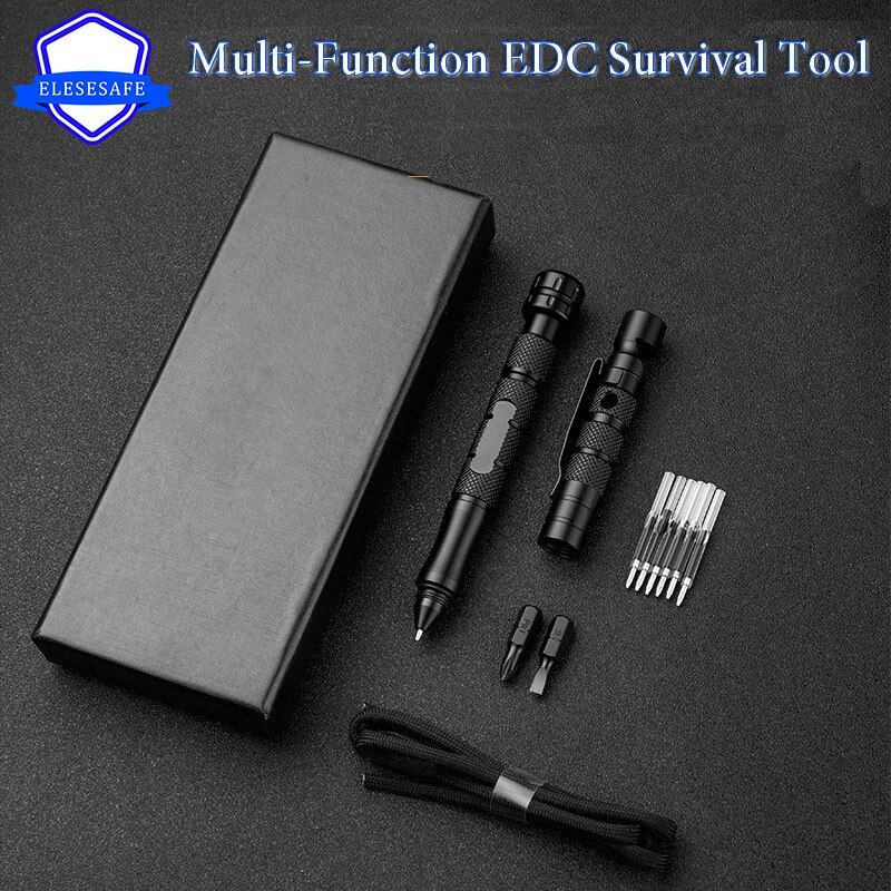 Multi-Function Self  Tactical Pen Handnner Whistle Screwdriver Window Breaker DIY Outdoor Survival EDC Tool Fun Gift