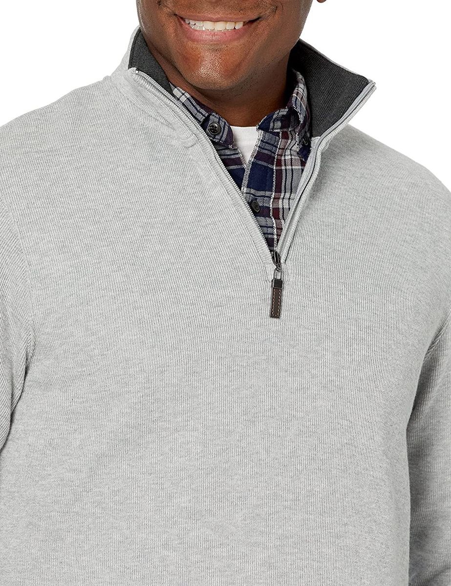 Essentials Men's Quarter-Zip French Rib Sweater