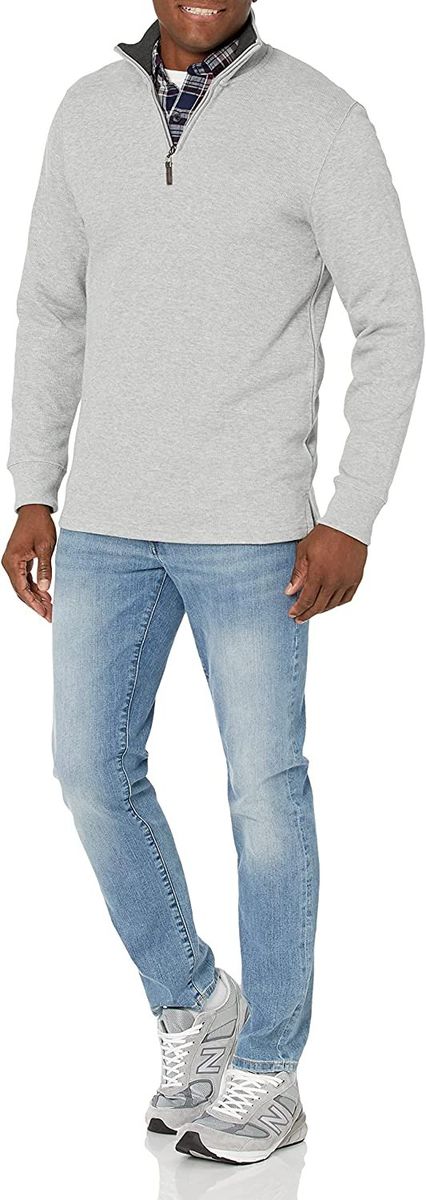 Essentials Men's Quarter-Zip French Rib Sweater