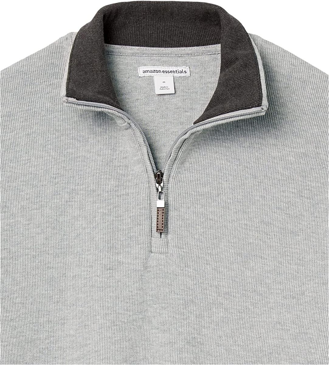 Essentials Men's Quarter-Zip French Rib Sweater